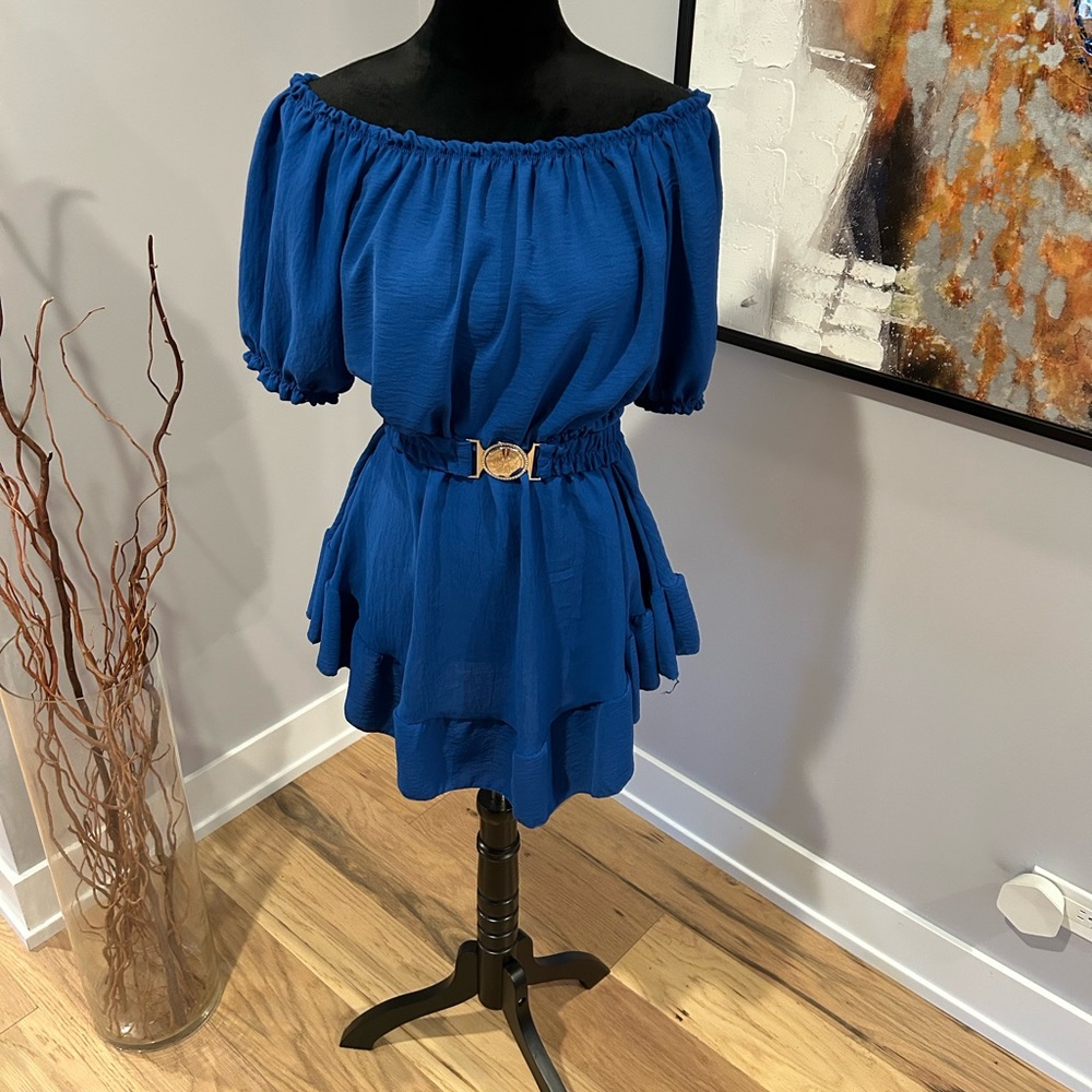 Blue boho dress